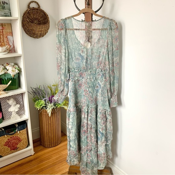 NWT LoveShackFancy Carrillo Asymetric Shirred Dress - Picture 7 of 16